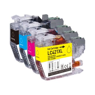 Cartouches compatibles Brother LC421XLVAL - multipack 4 couleurs : noire, cyan, magenta, jaune