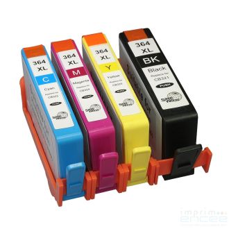 Cartouches compatibles HP J3M82AE / 364 - multipack 4 couleurs : noire, cyan, magenta, jaune