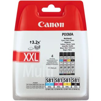 Cartouches d'origines Canon 1998C005 / CLI-581 XXL - multipack 4 couleurs : noire, cyan, magenta, jaune