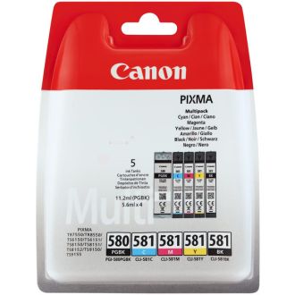 Cartouches d'origines Canon 2024C006 / PGI-580 CLI-581 - multipack 5 couleurs : noire, cyan, magenta, jaune