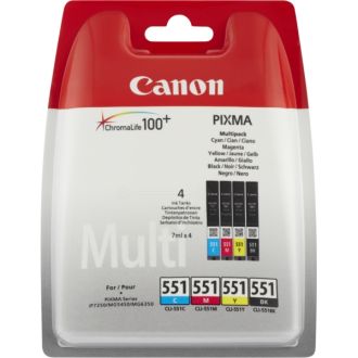 Cartouches d'origines Canon 6509B008 / CLI-551 - multipack 4 couleurs : noire, cyan, magenta, jaune