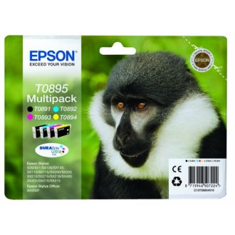 Cartouches d'origines Epson C13T08954011 / T0895 - multipack 4 couleurs : noire, cyan, magenta, jaune