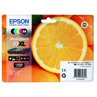 Cartouches d'origines Epson C13T33574011 / 33XL - multipack 5 couleurs : noire, cyan, magenta, jaune
