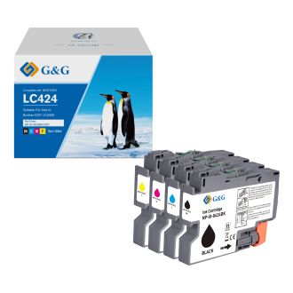Cartouches hauts de gamme compatibles Brother LC424VAL - multipack 4 couleurs : noire, cyan, magenta, jaune
