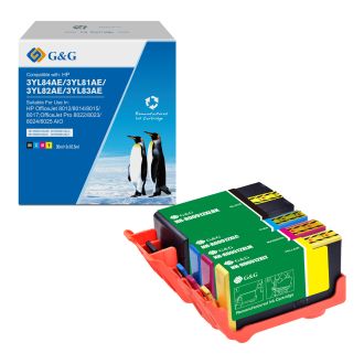Cartouches hauts de gamme compatibles HP 3YP34AE / 912XL - multipack 4 couleurs : noire, cyan, magenta, jaune