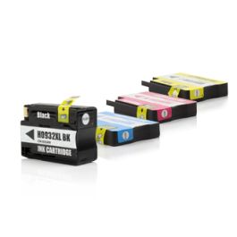 Cartouches compatibles HP C2P42AE / 932XL/933XL - multipack 4 couleurs : noire, cyan, magenta, jaune
