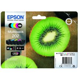 Cartouches d'origines Epson C13T02E74010 / 202 - multipack 5 couleurs : noire, cyan, magenta, jaune