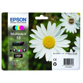 Cartouches d'origines Epson C13T18064012 / 18 - multipack 4 couleurs : noire, cyan, magenta, jaune