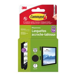 3M Command Languettes accroche-tableaux, taille: M, noir