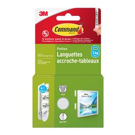 3M Command Languettes accroche-tableaux, taille: S, blanc