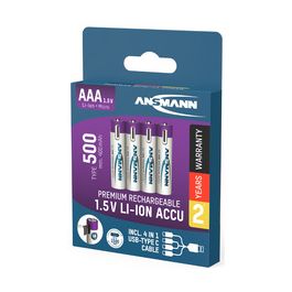ANSMANN Piles Li-Ion micro AAA avec prise USB-C femelle