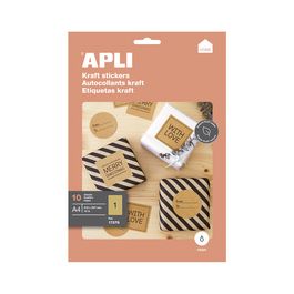APLI Etiquette en papier kraft, 210 x 297 mm, kraft brun