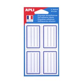 APLI Etiquettes pour livre, 36 x 56 mm, lignées, blanc/bleu