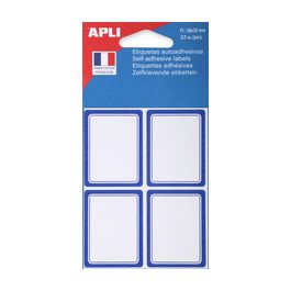 APLI Etiquettes pour livre, cadre bleu, 38 x 50 mm, uni