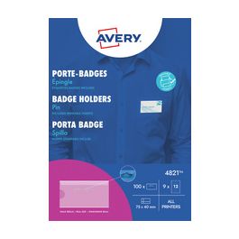 AVERY Porte-badge avec épingle, 75 x 40 mm