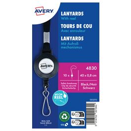 AVERY Tour de cou avec enrouleur, noir