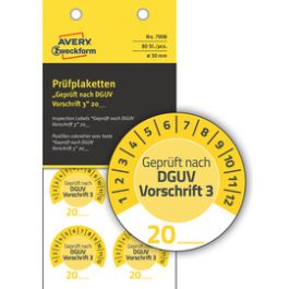 AVERY Zweckform Prüfplaketten "DGUV Vorschrift 3", gelb