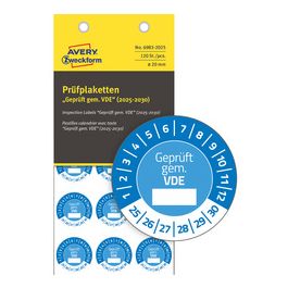 AVERY Zweckform Prüfplaketten "Geprüft gem. VDE", 2025-2030