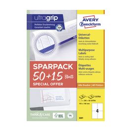 AVERY Zweckform Étiquette universelle, 105 x 148 mm, 50+15