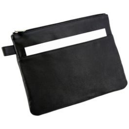 Alassio Sac de banque avec poche avant, cuir, noir