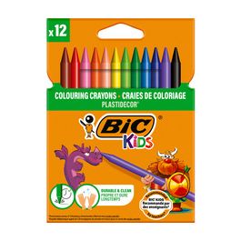 BIC Crayon de cire Plastidecor, étui en carton de 12