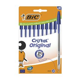 BIC Stylo à bille Cristal Original, boîte carton de 10, bleu
