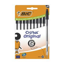 BIC Stylo à bille Cristal Original, boîte carton de 10, noir