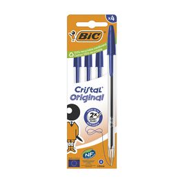 BIC Stylo à bille Cristal Original, boîte carton de 4, bleu