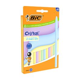 BIC Stylo à bille Cristal Pastel, assorti, blister de 10