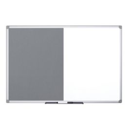 Bi-Office Tableau mixte, tableau blanc / feutre, gris