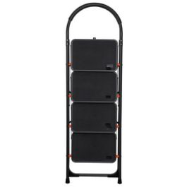 Bradas Escabeau pliable en acier, 4 niveaux, noir