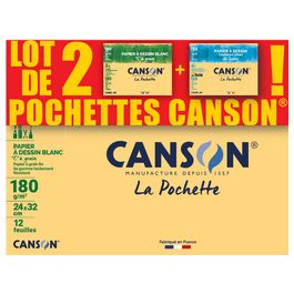 CANSON Papier à dessin "C" à grain & "Mi-Teintes", lot de 2