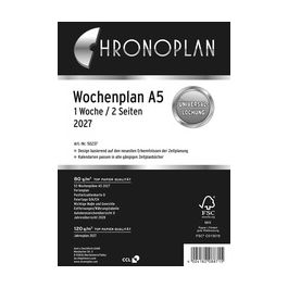 CHRONOPLAN Wochenplan 2027, 1 Woche/2 Seiten, A5, Zeile
