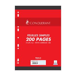 CONQUERANT SEPT Feuillets mobiles, 210 x 297 mm, quadrillé