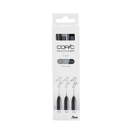 COPIC Feutre fin MULTILINER, set de 3, gris/noir