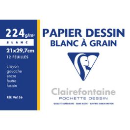 Clairefontaine Papier dessin "Blanc à Grain", 210 x 297 mm