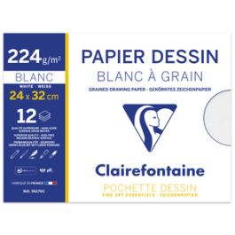 Clairefontaine Papier dessin "Blanc à Grain", 240 x 320 mm