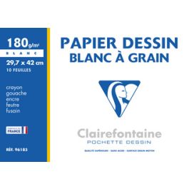 Clairefontaine Papier dessin "Blanc à Grain", 297 x 420 mm