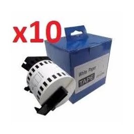 Ruban cassette compatible Brother DK-22205 - Pack de 10 blanc