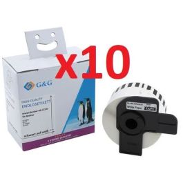 Ruban cassette compatible Brother DK-22225 - Pack de 10 blanc