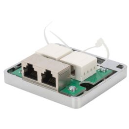 DIGITUS Boîtier en saillie Cat.6A, 2 x RJ45, blindé, argent