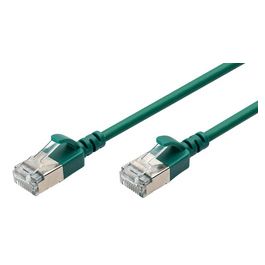 DIGITUS Câble de brassage Slim, cat. 6A, F/FTP, 0,5 m, vert