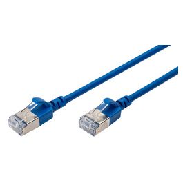 DIGITUS Câble de brassage Slim, cat. 6A, F/FTP, 3,0 m, bleu