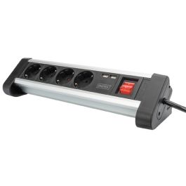 DIGITUS Steckdosenleiste, 4-fach, 2x USB, mit Schalter