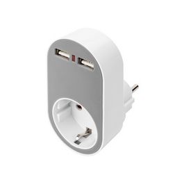 DIGITUS Universal Steckdosenadapter mit 2 x USB-A