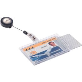 DURABLE Porte-badge double avec enrouleur, transparent