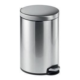 DURABLE Poubelle à pédale en acier inox., rond, 12 l, argent