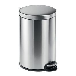 DURABLE Poubelle à pédale en acier inox., rond, 20 l, argent