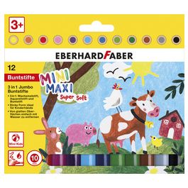 EBERHARD FABER Crayon de couleur 3 en 1 Jumbo MINI MAXI