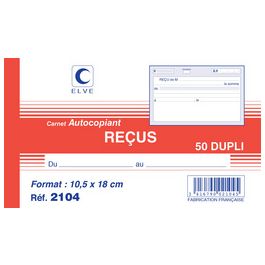 ELVE Manifold "Reçus", 105 x 180 mm, dupli, 50 feuilles
